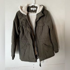 Women’s Sebby Collection Army Green Sherpa Lined Jacket